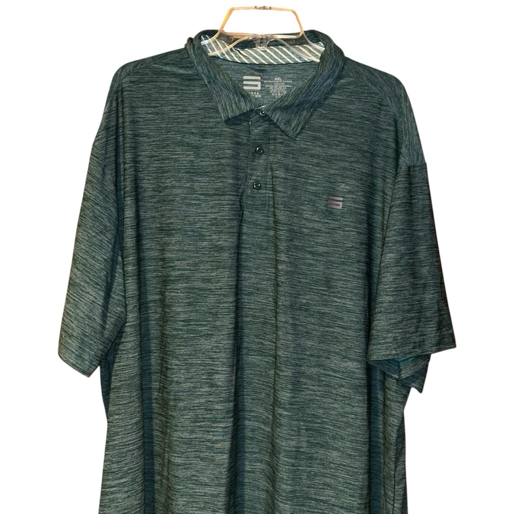 Three‎ Sixty Six Men’s Performance Polo Shirt Blue Heather Short Sleeve Size 4XL